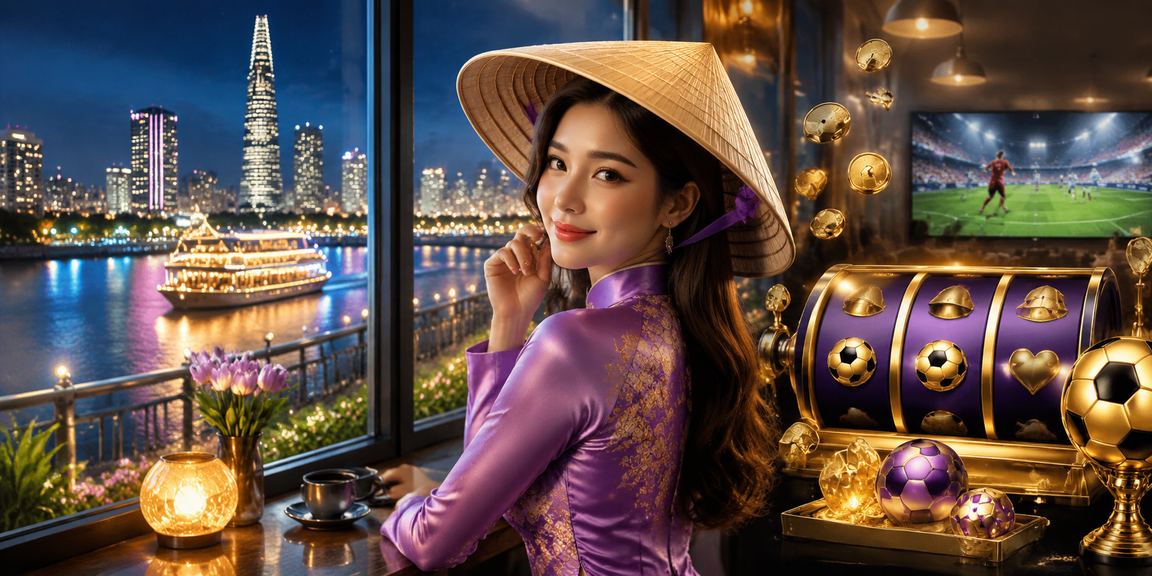 Người chơi slots tại TP. Hồ Chí Minh với trang phục áo dài – không khí jackpot sôi động