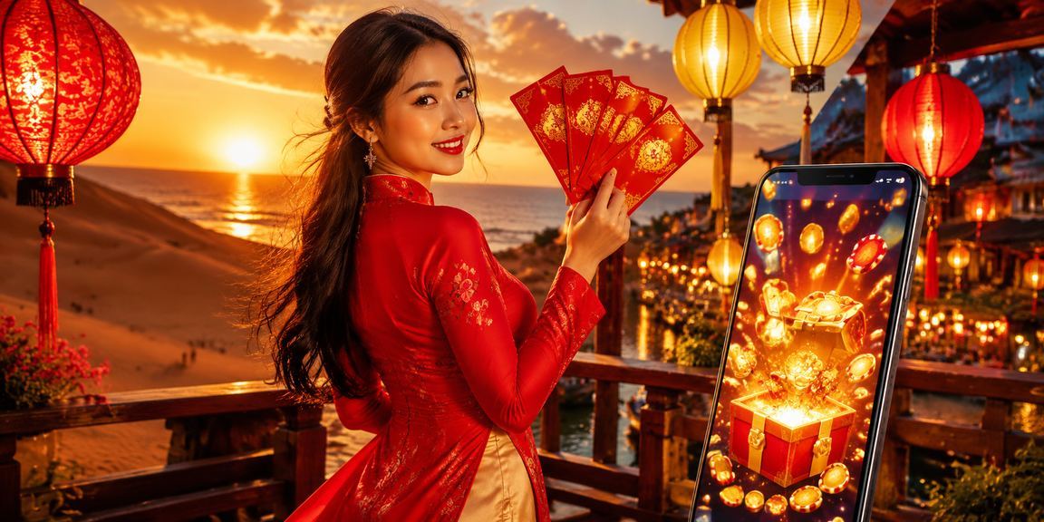 Người chơi nhận thưởng phong bì đỏ tại sự kiện hội An trên khc